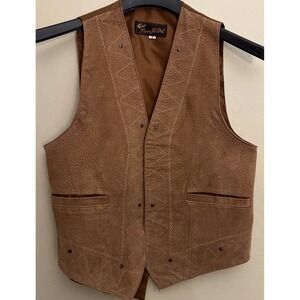 Vintage Suede Leather Vest Mens Small Western Style Single Stitch